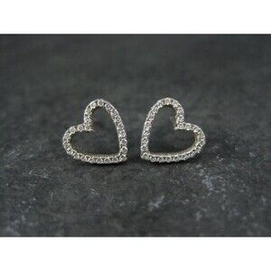 Sterling Silver Cz Heart Earrings